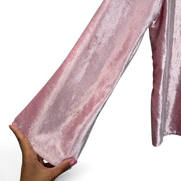Liz Claiborne Pink Velvet‎ Tunic Top L Boho Fairycore Whimsy Glam Embroidered - Picture 10 of 10